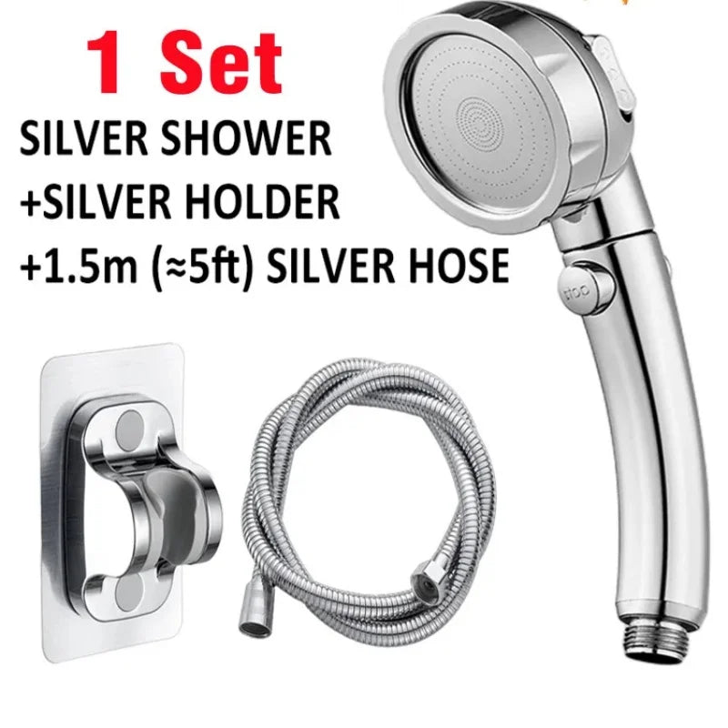 1 Set Detachable 3 Modes Setting Shower Head Handheld High Pressure Rain Water Saving Home Hotel Sprayer Bathroom Shower Head