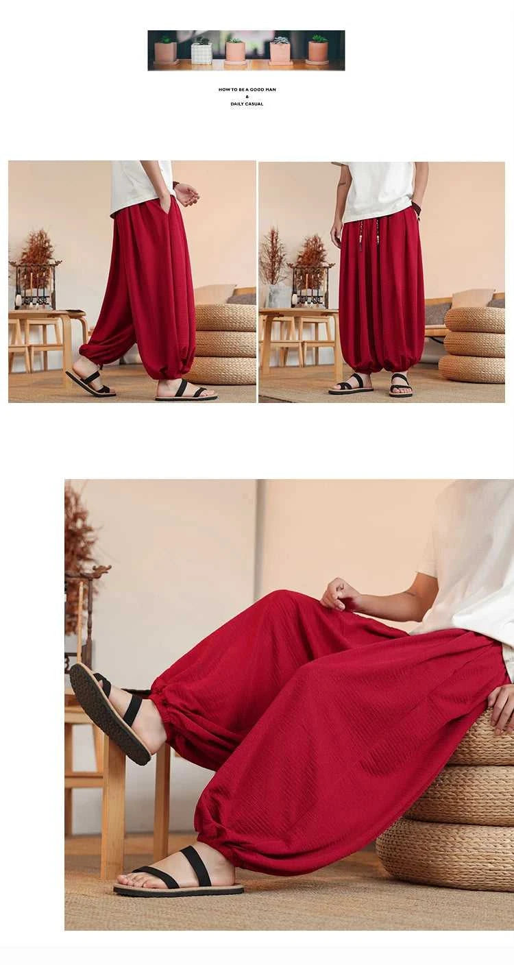 Summer Wide Leg Pants Men's Solid Color Casual Japanese Styles Harun Pants Men Fashion Loose Harajuku Lantern Trousers Plus Size The jack market .AU The jack market .AU Men Fashion $ 61 14:193#Red;5:361386#Asian M 50-60KG