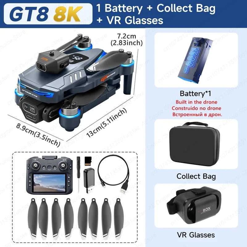 New GT8 Drone 8K Professional HD Dual Cameras Screen Remote 5G WIFI Brushless Motor Obstacle Avoidance Foldable Quadcopter Toys The jack market .AU The jack market .AU Drones $ 115 14:29#GT8 4K