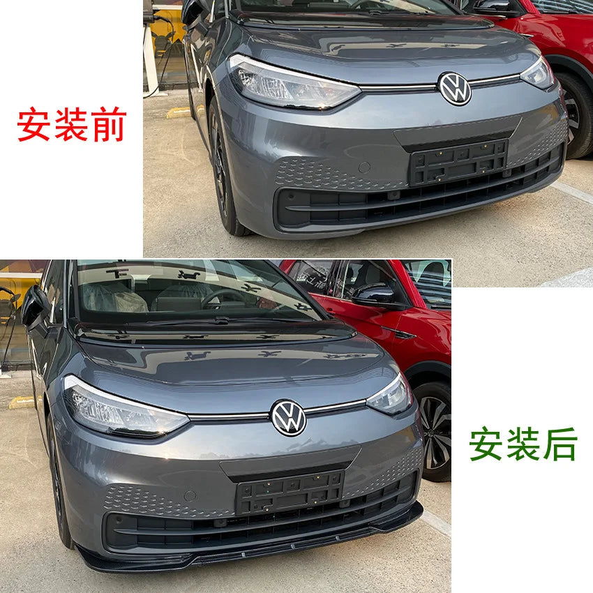 3Pcs Car Front Bumper Splitter Lip Spoiler Diffuser Guard Body Kit ABS Cover For Volkswagen VW ID.3 2019 2020 2021 2022