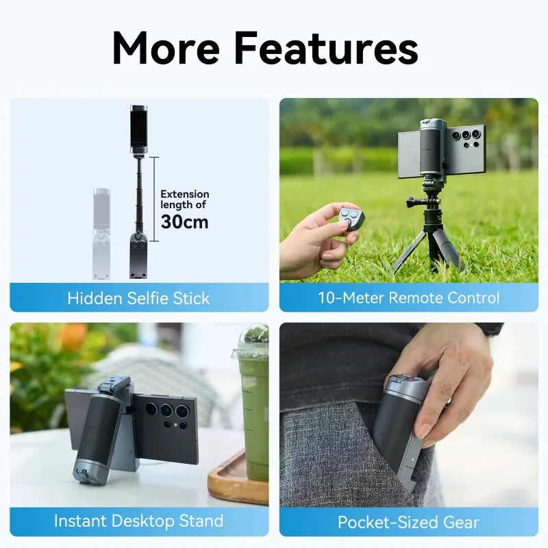 TELESIN Phone Camera Multi-function Selfie Handle Bluetooth Phone Stand Selfie stick Remote Control Adapter Grip Handle Holder