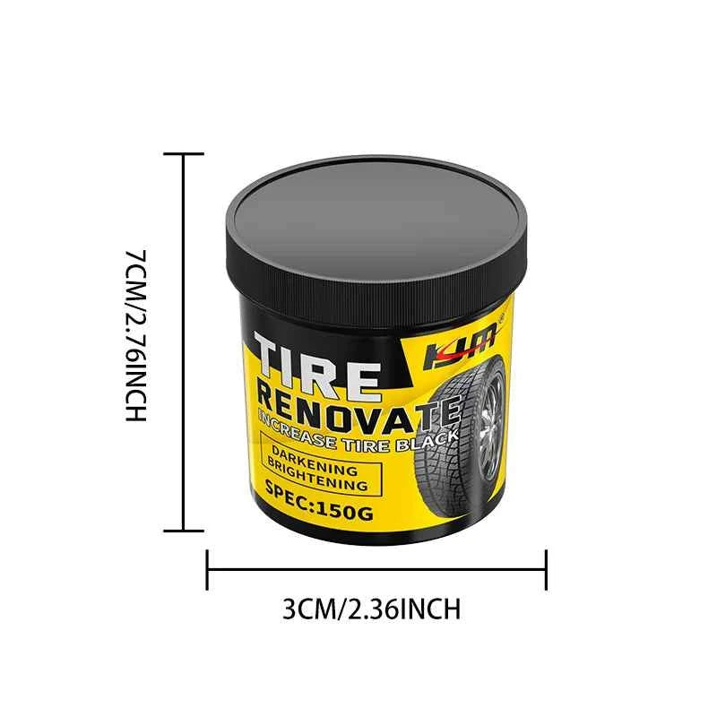 KJM 150G Tire Renovate Wax Black Shine Darkening Brightening Polish Long Lasting Protection Car Wheel Rubber Care Detailing