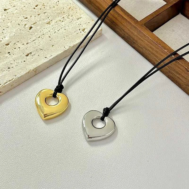 Fashion Spiral Heart-Shaped Pendant Necklace for Women Adjustable Long Black Wax Rope Clavicle Chain Charm Couple Birthday Gift The jack market .AU The jack market .AU Jewellery & Chains $ 48 200001033:200003757#5