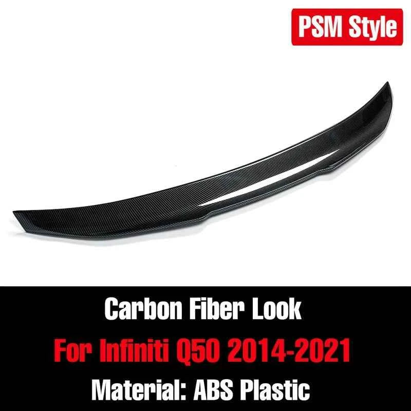 Black/Carbon Q50 Rear Wing Lip Car Rear Trunk Boot Lip Spoiler Wing Extension For Infiniti Q50 2014-2021 Rear Wing Spoiler Lip