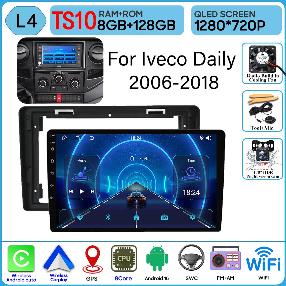Android 16 Carplay For Iveco Daily 2006-2018 Video Car Radio GPS Navigation Car Monitor Autoradio No 2din Screen GPS DVD Video