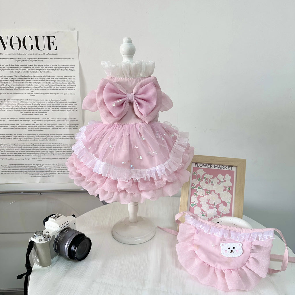 2026 Spring Cute Pink Princess Dress For Small Medium Dogs Chihuahua Yorkshire Pet Dog Clothes Handmade Cotton Lace Bow Skirts