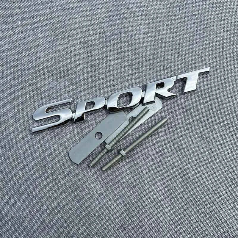 3D Metal Black Logo Sport Emblem Letters Sticker Car Front Grill Badge Trunk Decal For Sport Sticker Accessories