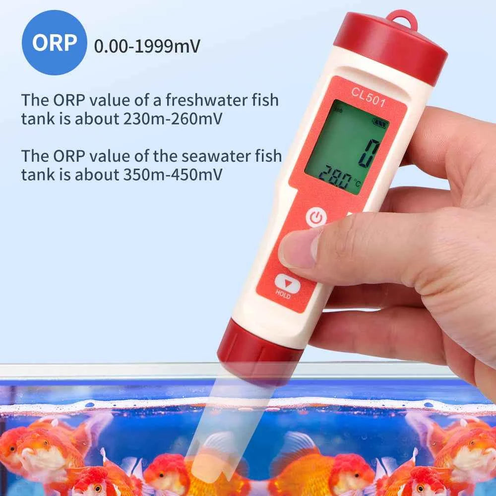 Multifunctional Chlorine Testing Pen 2/3/4/5 in 1 Water Quality Tester CL2 TEMP pH H2 ORP Measuring For Aquarium Swimming Pool