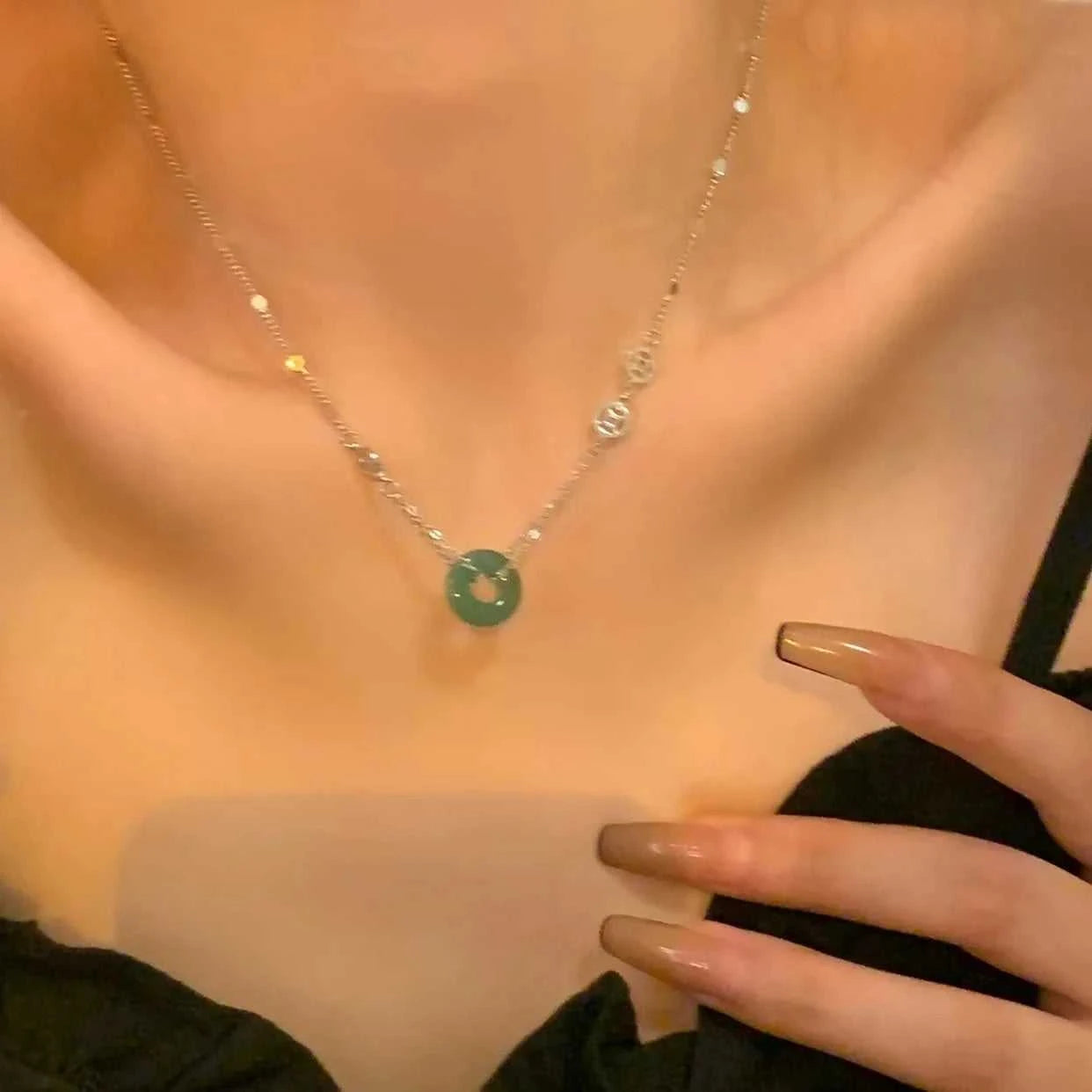 New Chinese Style Stone Buckle Necklace New Female Minority Design Sense Clavicle Chain Neck Chain Aesthetic Jewelry The jack market .AU The jack market .AU Jewellery & Chains $ 55 200001034:17053024#silver