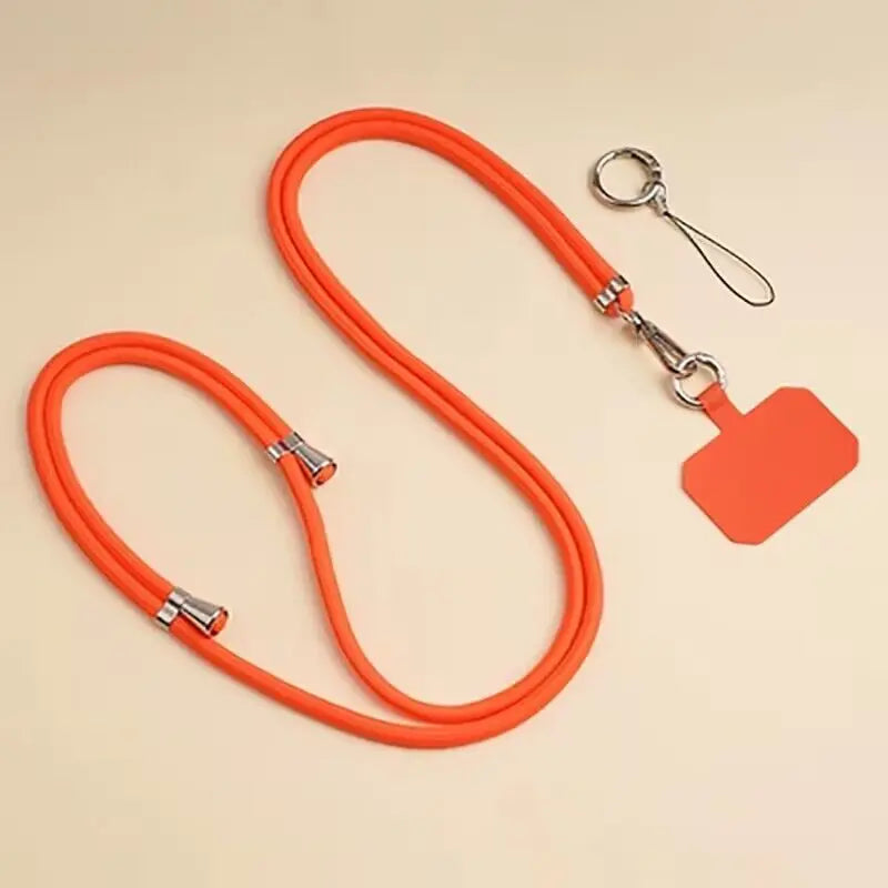 Universal Adjustment Phone Lanyard Necklace Strap Phone Case Solid Color Long Hanging Rope With Clip Anti-Lost Crossbody Lanyard