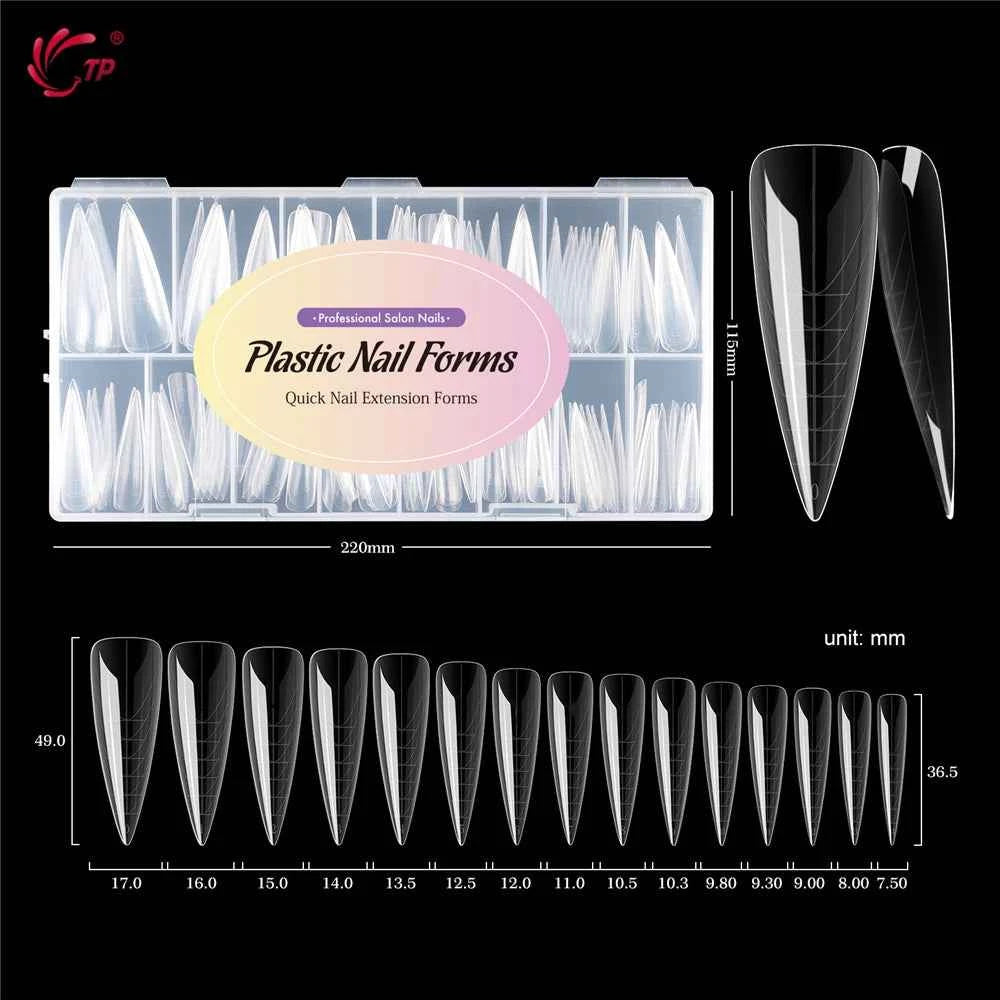 TP 150pcs New Clear Nail Dual Forms Hawk Claw Shape Poly Nail Gel Molds Full Cover False Nail Tips Extension Top Manicure Tools