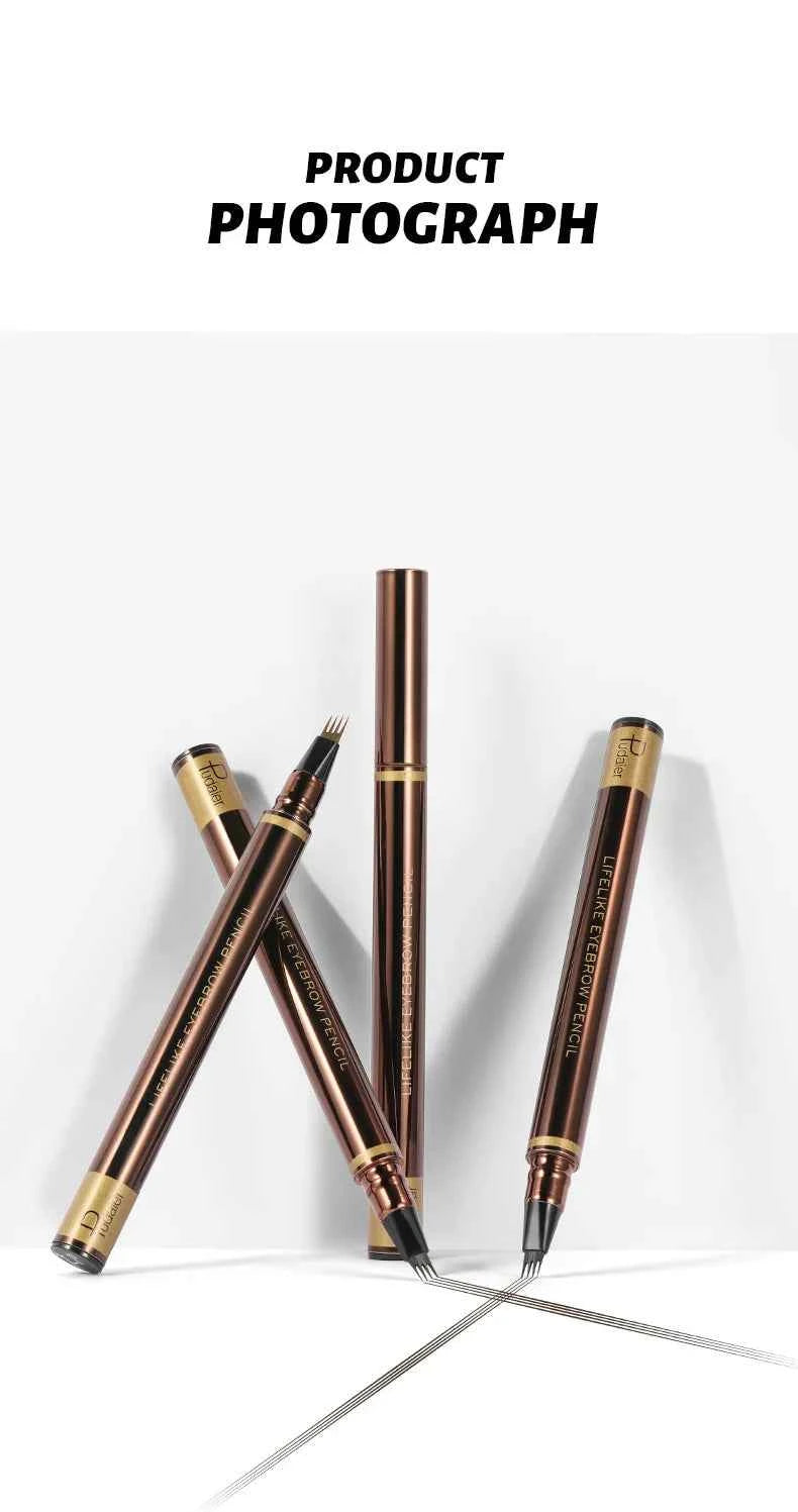 High Quality 24 Hour Four Forks Natural Water Resistant Liquid Eyebrow Pen Makeup Non-Blotting 4-Split Eyebrow Pencil Cosmetics