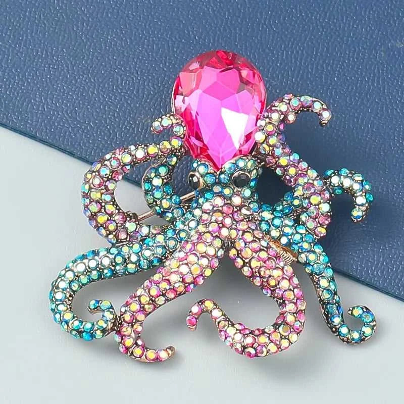 Octopus Enamel Pin Blue Rhinestones Octopus Brooches Pins For Women Men Cute Sea Animal Crystal Jewelry Accesseries Gift The jack market .AU The jack market .AU Jewellery & Chains $ 47 200001033:361181#Pin 1