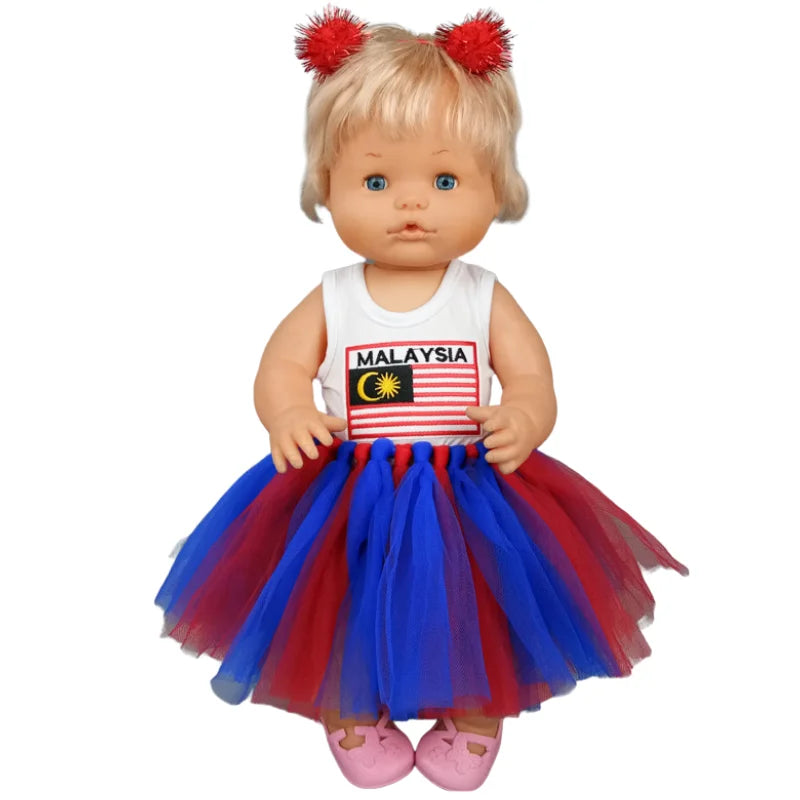 Nenuco 17-Inch Baby Doll Dress - Festive Christmas Tree Design with Red & Green Skirt for 40cm Dolls