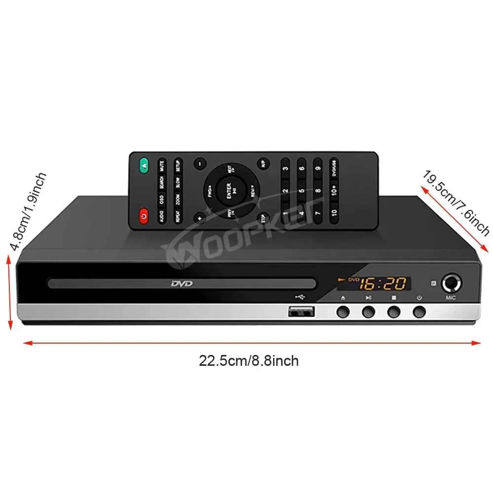 Woopker B29 HD 1080p  CD/EVD/VCD DVD Player with AV and HD Outputs  Home Digital Media Player with USB and Microphone Ports
