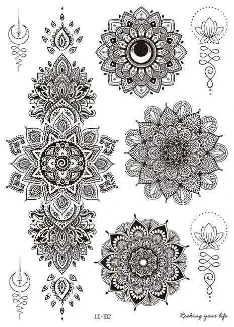 Henna Luxe Temporary Waterproof Tattoos - Sexy Body Art for 6 Months, Perfect for Festivals and Bold Self-Expression