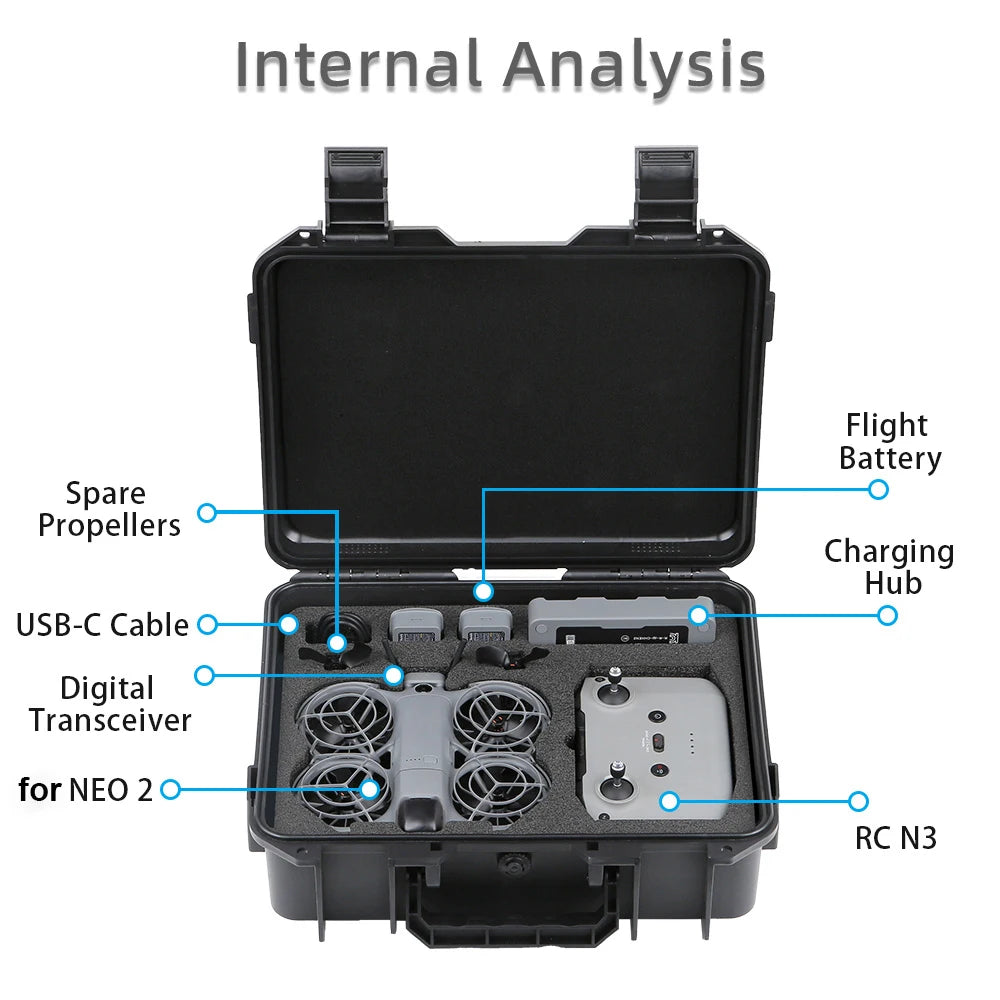 Explosion Proof Case For DJI NEO 2 Large Capacity Portable Waterproof Box Hard Shell Bag For DJI NEO 2 RC-N3 Accessories