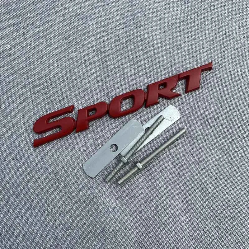 3D Metal Black Logo Sport Emblem Letters Sticker Car Front Grill Badge Trunk Decal For Sport Sticker Accessories