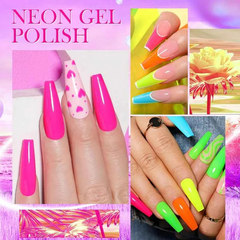 BORN PRETTY Neon Red Gel Nail Polish Yellow Green Summer Color Semi Permanent Varnish 10ml Soak Off UV LED Nail Art Manicure