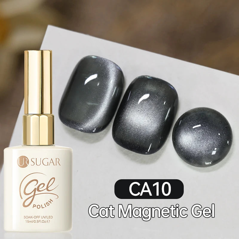 UR SUGAR 15ml  Autumn Winter Red Cat Magnetic Gel Nail Polish White Dopamine Nail Sparkling Glitter Soak Off UV LED for Manicure