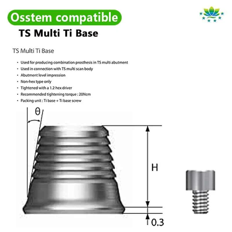 Osstem Multi-Unit Titanium Base Abutment CAD/CAM Grade 5 Ti-Base High Precision Implant Restoration for Dental Clinics & Labs
