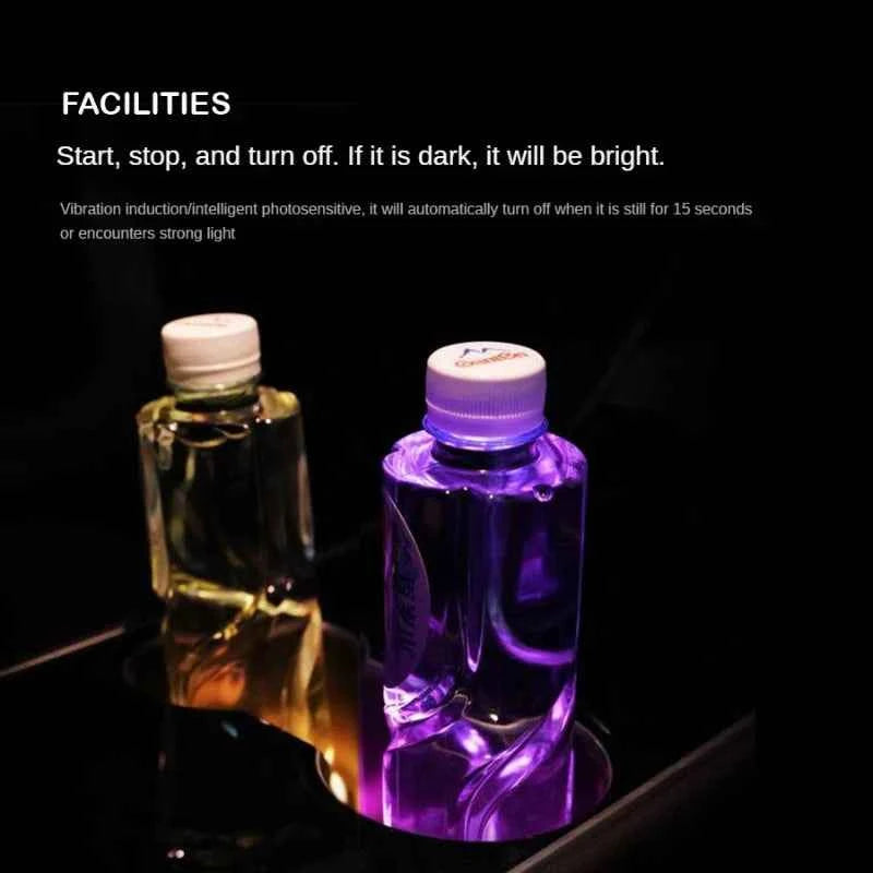 7 Colors Car LED Luminous Water Cup Pad Auto Cup Bottle Holder Coaster Anti-slip Pad Mats Interior Atmosphere Light Decor
