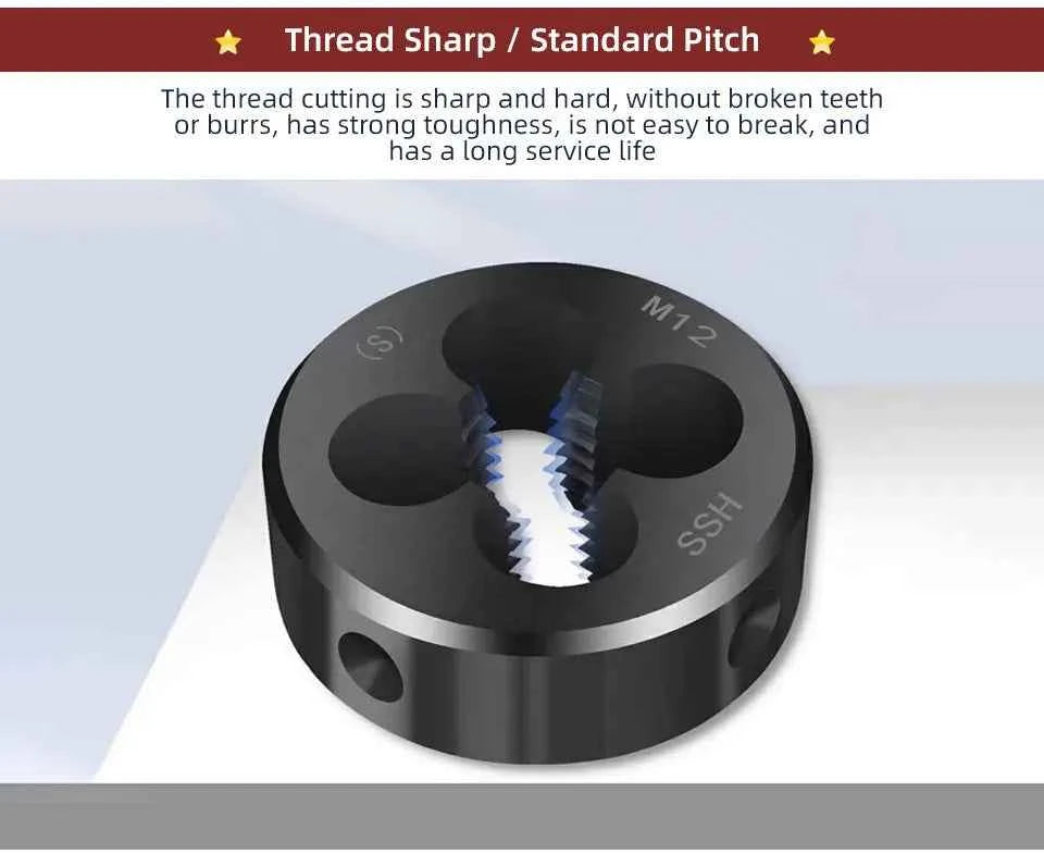 SIQICNC Round Dies ISO Right Hand Thread Tap HSS Tool M3-M20
