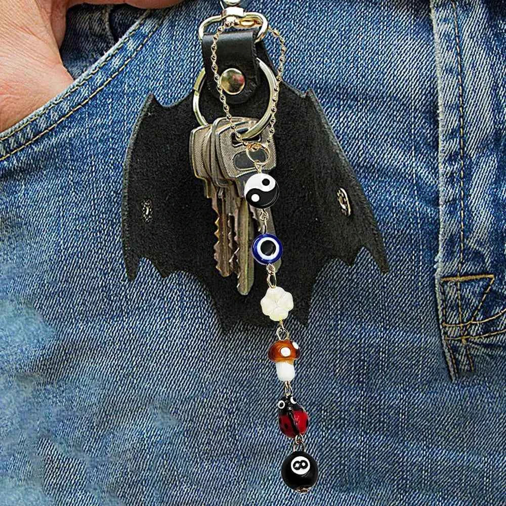 Devil's Eye Clover Mirror Pendant - Boho-Chic Demon Eye Charm for Lucky Rear View Car Accessory
