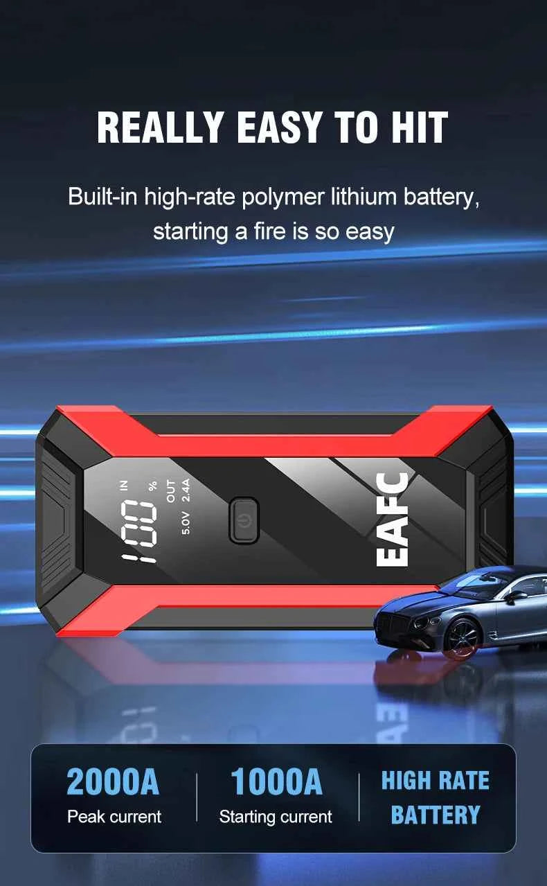 2000A Car Jump Starter Power Bank 12V Output Portable Emergency Start-up Charger 1000A for Cars Booster Battery Starting Device