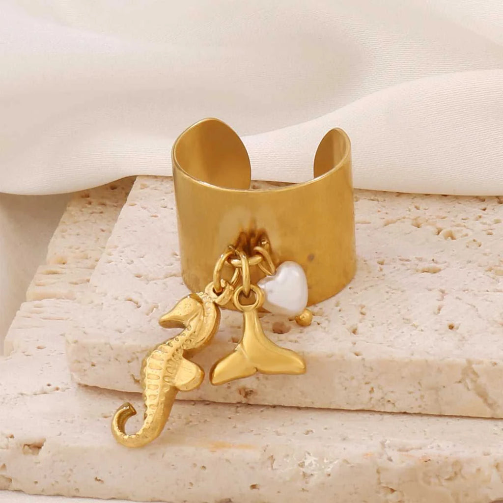 316L Summer Beach Ocean Shell Starfish Rings For Women Stainless Steel FishTail Seahorse Conch Open Ring Girl Party Jewelry Gift The jack market .AU The jack market .AU Jewellery & Chains $ 48 200000783:10#B7214