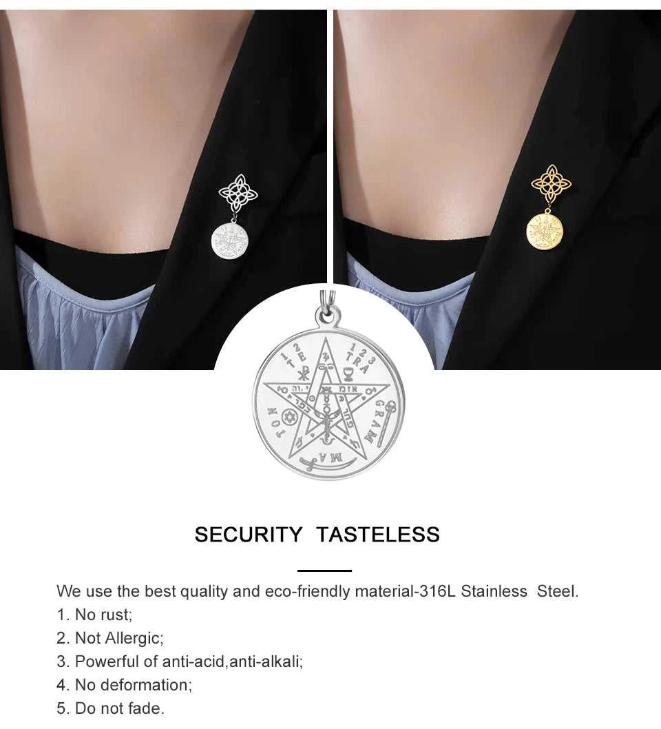 Witch Knot Tetragrammaton Pentagram Badge Pins Stainless Steel Brooch for Women Men Amulet Accessories Witchcraft Jewelry Gifts The jack market .AU The jack market .AU Jewellery & Chains $ 47 200001033:350853#A Steel Color