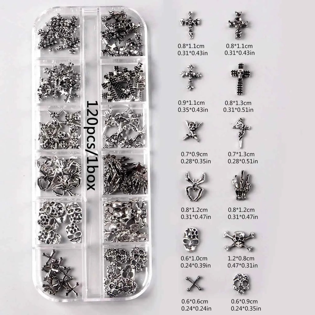 TSZS 50pcs/bag Mix Punk 3D Retro Cross Jewelry Nail Art Charms Mix Shape Grey Cross Nail Charms Nail Manicure Decoration