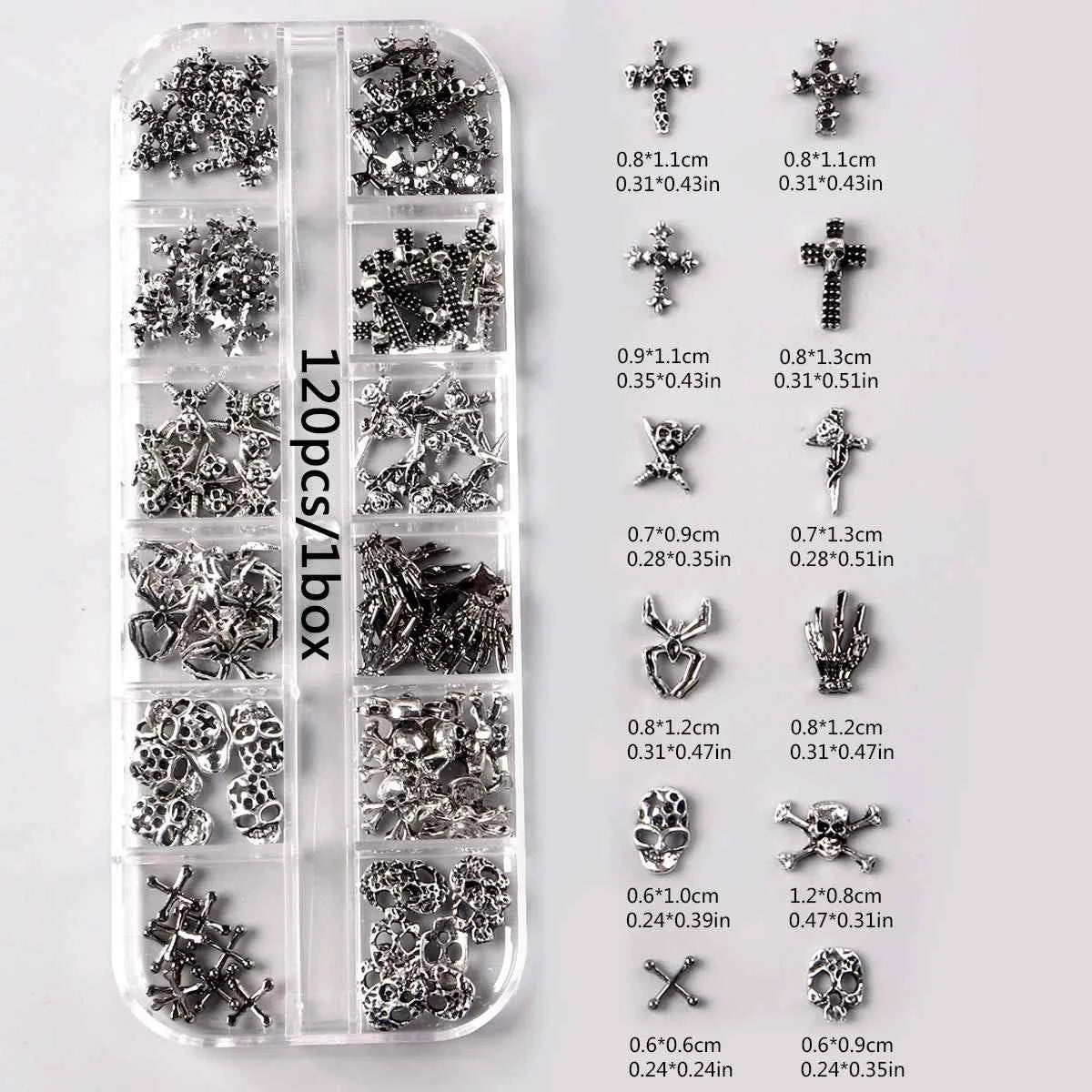 TSZS 50pcs/bag Mix Punk 3D Retro Cross Jewelry Nail Art Charms Mix Shape Grey Cross Nail Charms Nail Manicure Decoration