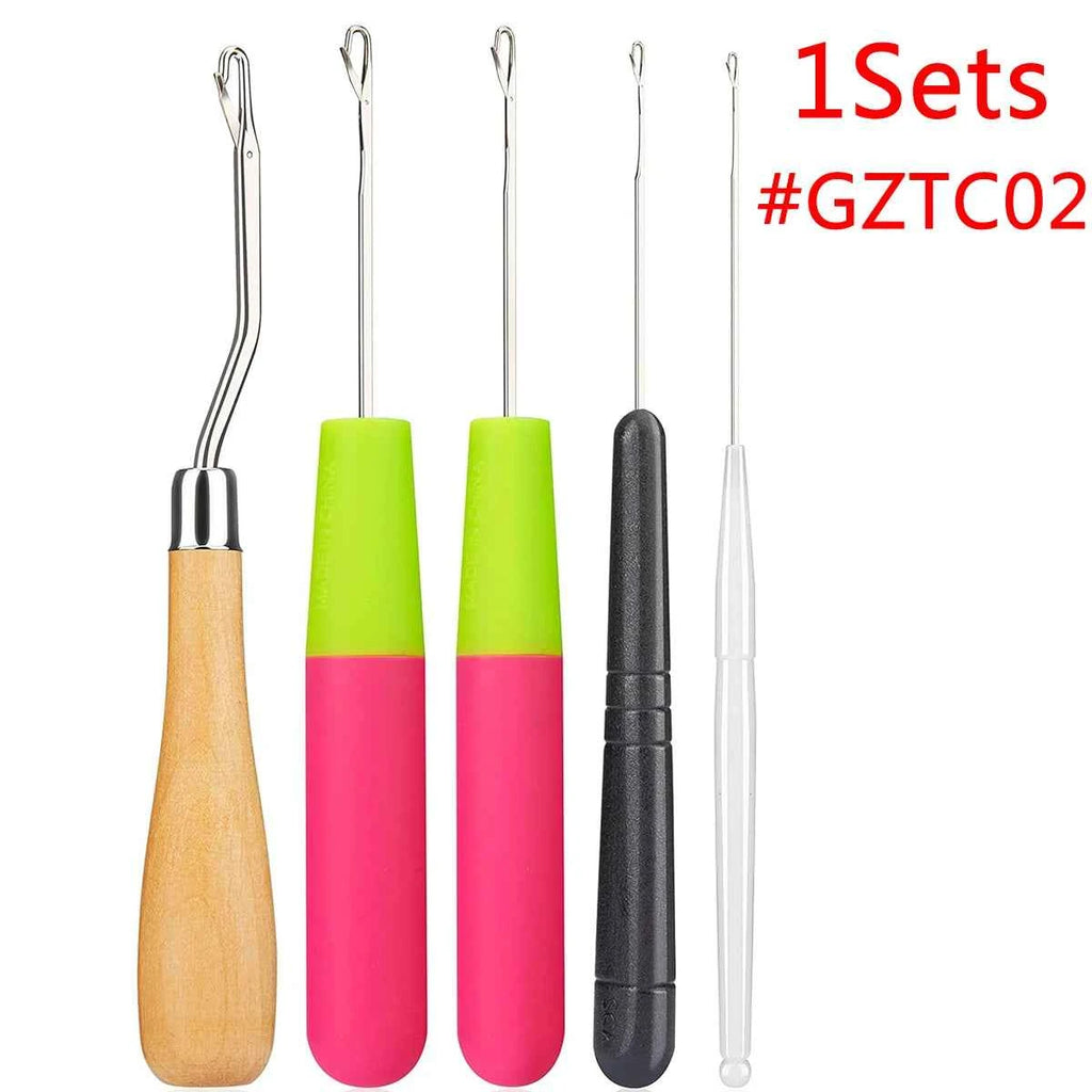 Dreadlock Diva 5Pcs Bent Latch Hook Set - Effortless Hair Braiding & Crochet Tool for Stunning Styles