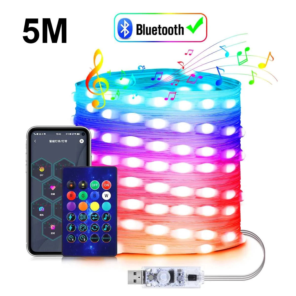 10M/20M Programmable USB 5V LED Light Neon Strip Smart Bluetooth Addressable WS2812 RGBIC Fairy String Light For Christmas Decor The jack market .AU The jack market .AU Home $ 51 136:200002572#5M-50LEDS
