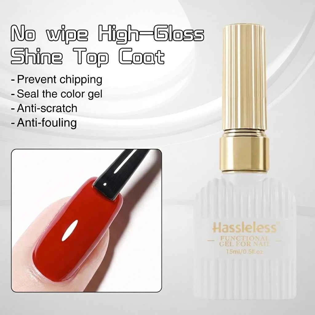 Hassleless  15ml No-Wipe Gel Nail Polish  (Base Coat  Top Coat) / LED Gel Removable Nail Polish
