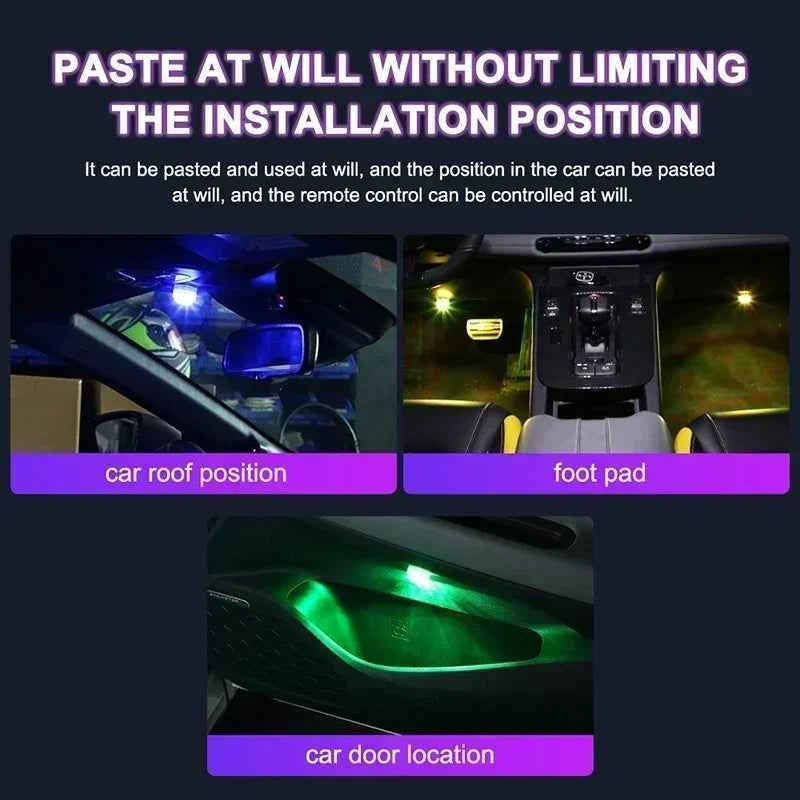 1/10PCS Wireless Adhesive LED Car Interior Ambient Light Remote Control Decor Auto Roof Foot Atmosphere Lamp Bicycle Tail Light