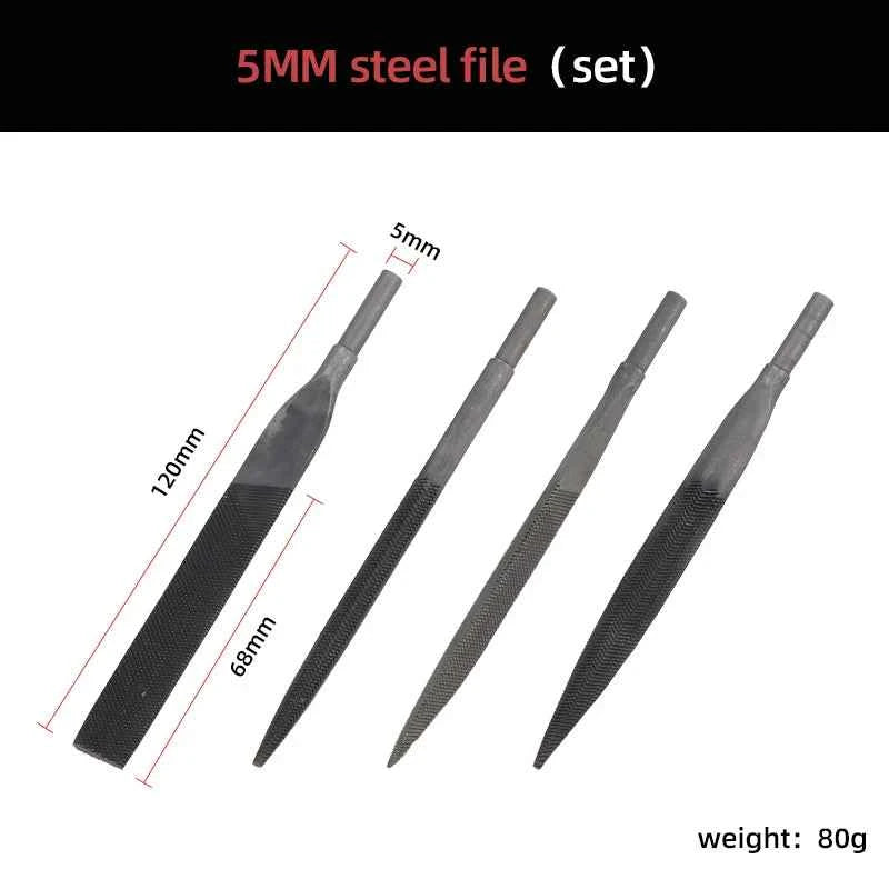 4pcs Air File Bit Set - 5mm Flat Polishing & Grinding Bits for Electric & Pneumatic Tools