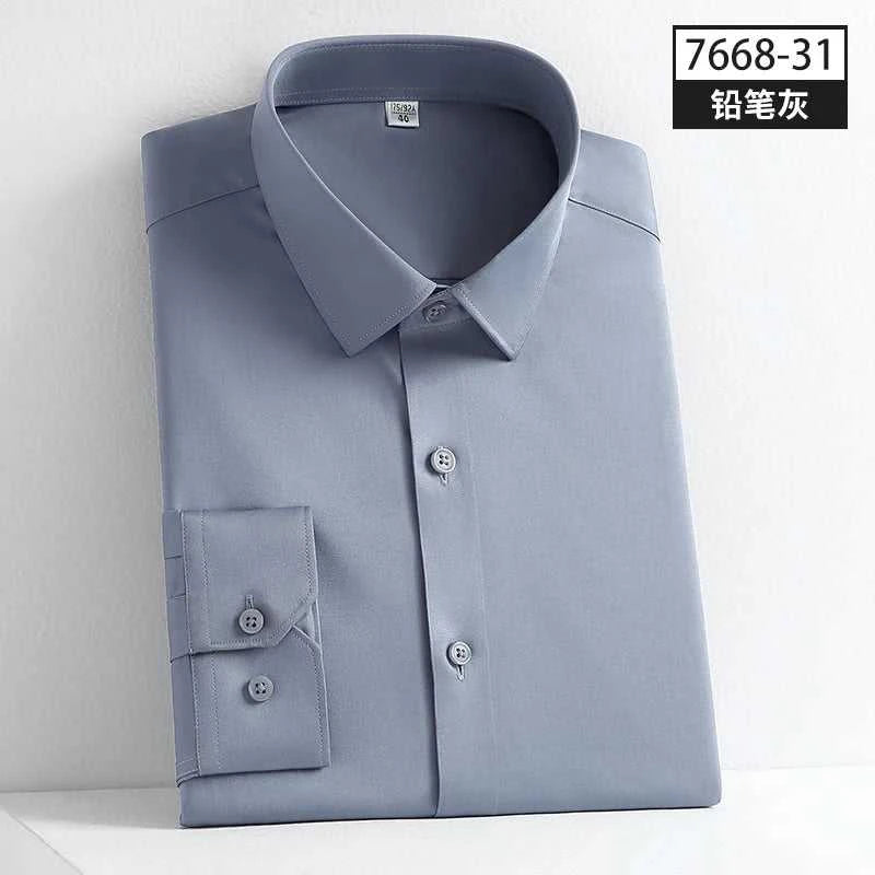 New Spring and Autumn Social Dress Ice Silk Long Sleeve Men's Shirt Business No Iron Casual Fit Pure White High Quality The jack market .AU The jack market .AU Men Fashion $ 41 14:771#21;5:100013888