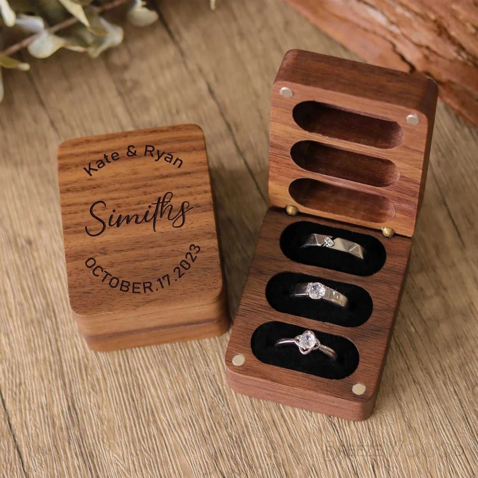 Custom Engraved Wooden Ring Box - Personalized Walnut Jewelry Holder for Engagement, Wedding, Anniversary, Proposal, and Gift St The jack market .AU The jack market .AU Jewellery & Chains $ 54 14:1052#RB604-Design 8