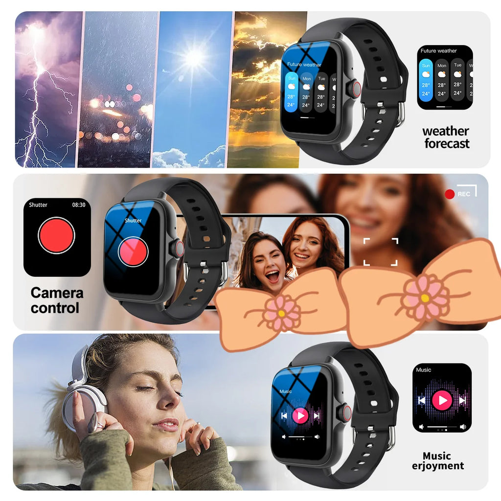 Smartwatch Sports Music Control Phone Call Pedometer Men Smart Watch For Women Health Calories Message Alerts For iPhone Android