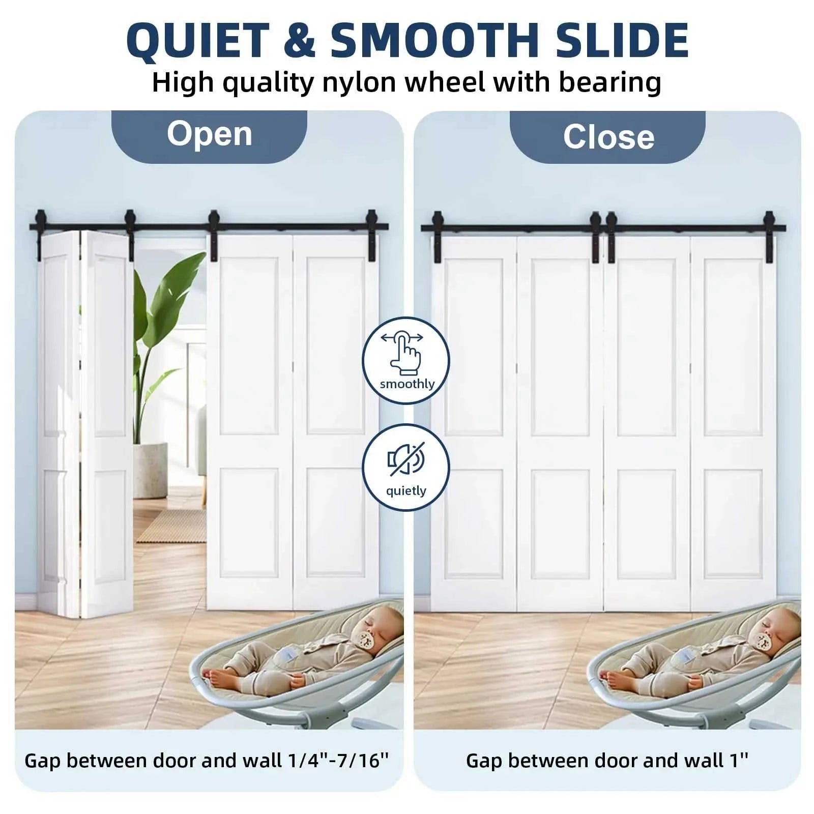 Heavy Duty Bi-Folding Sliding Barn Door Hardware Kit Quiet Side-Mounted Roller – 2/4 Bifold Doors For Closet Laundry Bedroom The jack market .AU The jack market .AU Home $ 131 14:365458#52in for 4 Doors;200007763:201336106