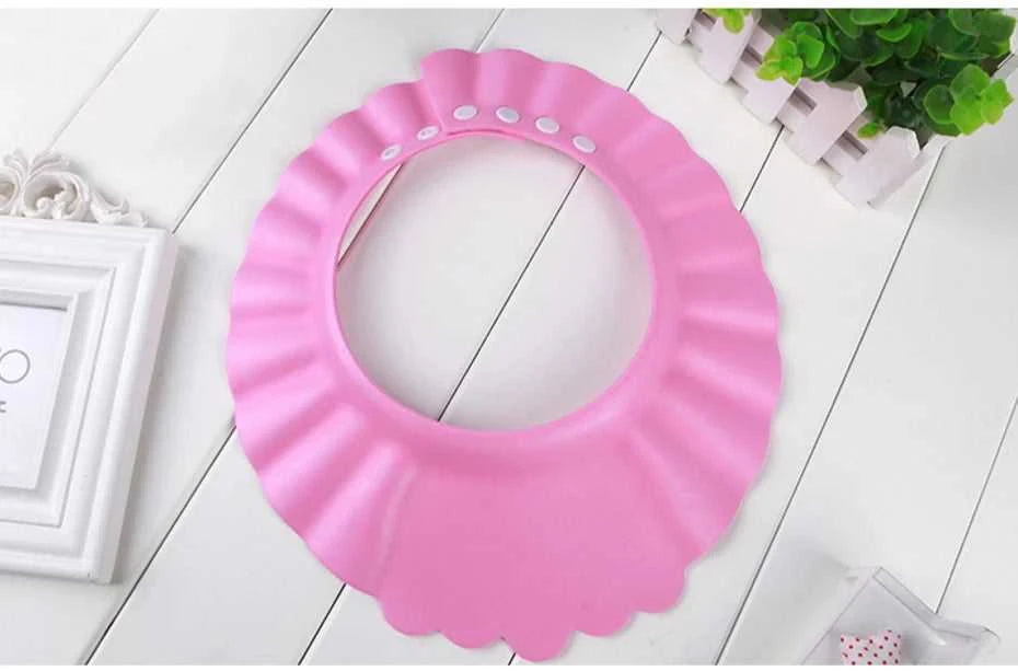 Adjustable Baby Bath Cap with Visor Hat - Waterproof Shower Protection Shampoo Splashguard Hair Wash Shield for Infants