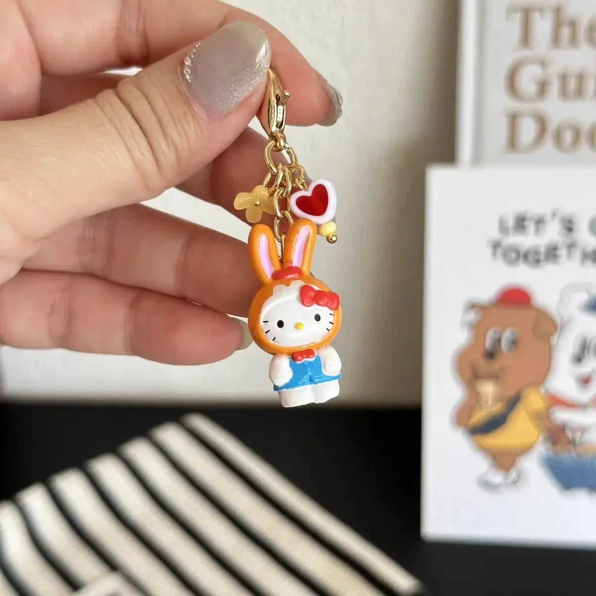 Sanrios Animal Kitty Cat Keychain Kawaii Cute Anime Hellokittys Cellphone Strap Pendant Purse Bag Charm Accessories Girls Gift