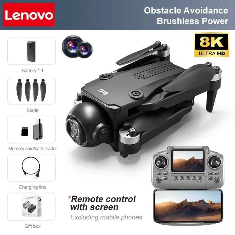 Lenovo D18 Drone 8K Aerial HD Dual-Camera Intelligent Obstacle Avoidance Brushless Power 5G WIFI Screen Remote Control GPS Drone The jack market .AU The jack market .AU Drones $ 97 14:175#Black-8K HD-VR