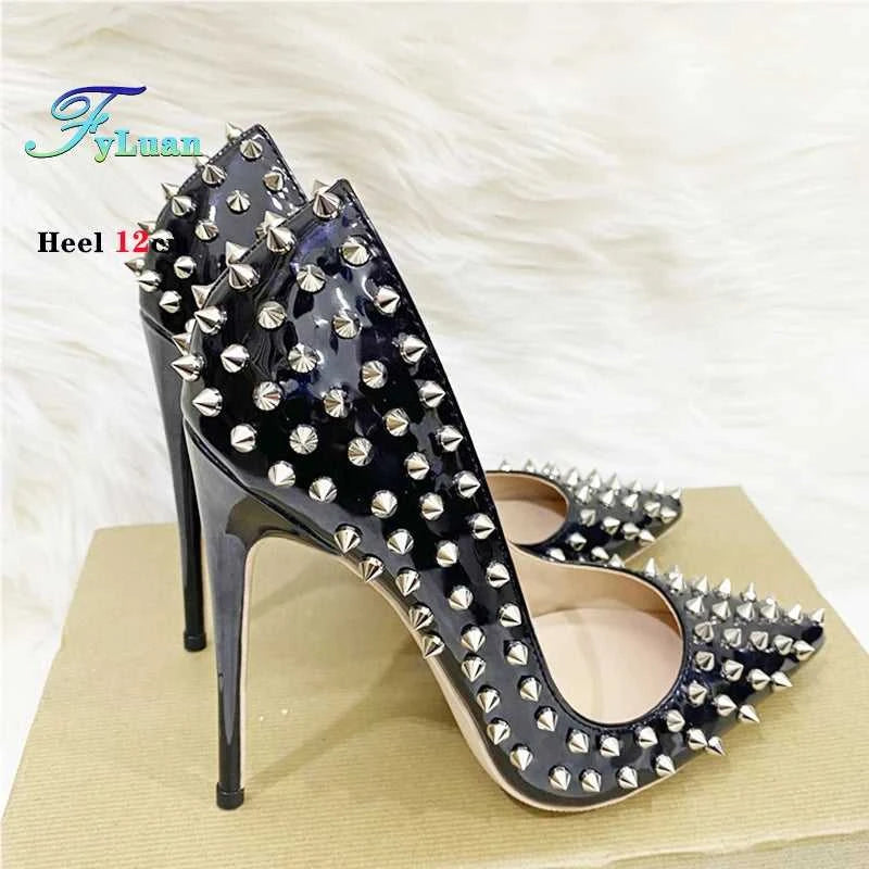 Super Thin Heel 8 10 12CM Sexy All Spikes Rivets Women Pumps Pointed Toe Super High Heels Party Nightclub Fashion Shoes Size 46 The jack market .AU The jack market .AU Step Up Your Style: Trendy Shoes for Every Occasion! $ 117 14:173#As Picture Shown;200000124:100010483