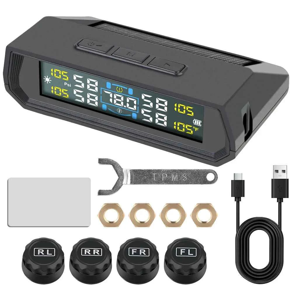 Universal Auto Security Alarm Systems In Car Temperature Display Car Tire Pressure Monitoring System USB / Solar TPMS