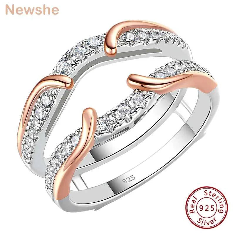 Newshe Genuine 925 Sterling Silver Romantic Rose Gold Guard Enhancer Rings for Engagement Cubic Zircon Wedding Band Jewelry The jack market .AU The jack market .AU Jewellery & Chains $ 116 200000369:200000289;200007763:201336100