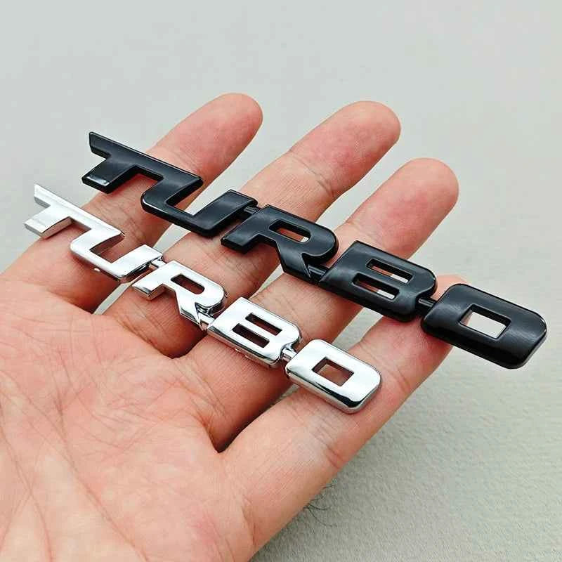 3D ABS Chrome Black Car Sticker Logo TURBO Fender Side Badge Rear Trunk Emblem Decals For Car Sport TURBO Universal Accessories