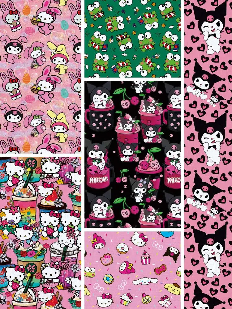 Hello Kitty 140x50CM Cartoon Polyester cotton fabric Patchwork Tissue Kid Home Textile Sewing Doll Dress Curtain cotton Fabric